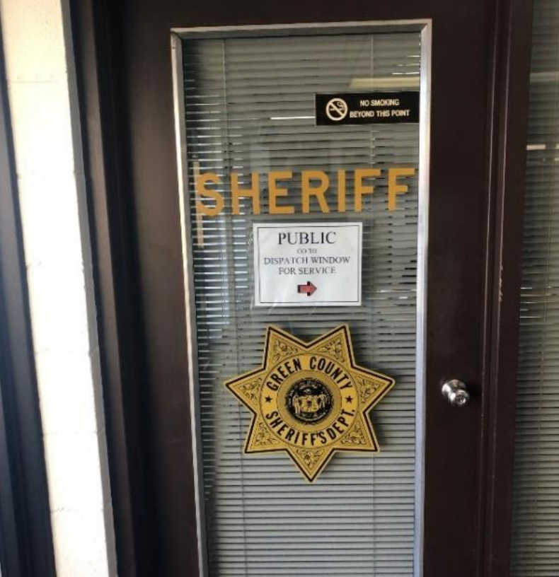 The door to the Green County Sheriff's Dept.