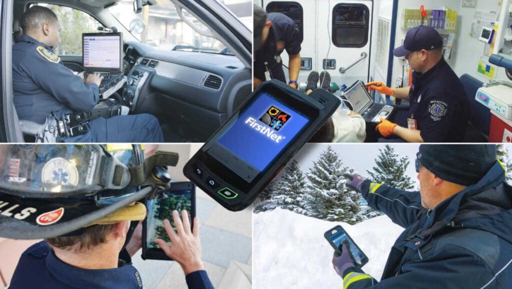 Various First Responders using FirstNet devices on the job